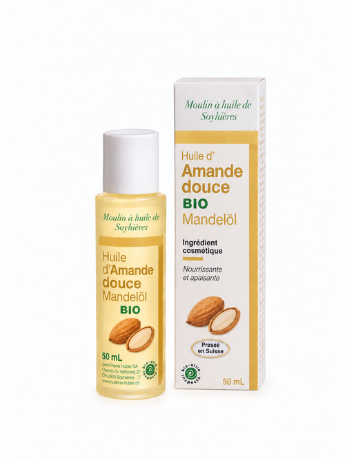 Huile d’Amande douce BIO – Ingrédient cosmétique, pressée en Suisse